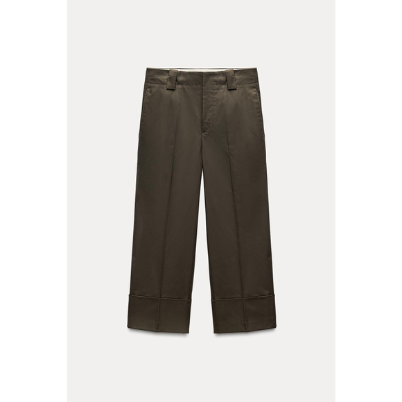 Zara Turned-up Cuff Chino Pants ZW Collection Size S - Picture 1 of 4